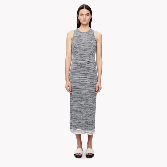 Theory Space-Dye Tank Racerback Midi Dress Blue and White Sz Small - Picture 2 of 13